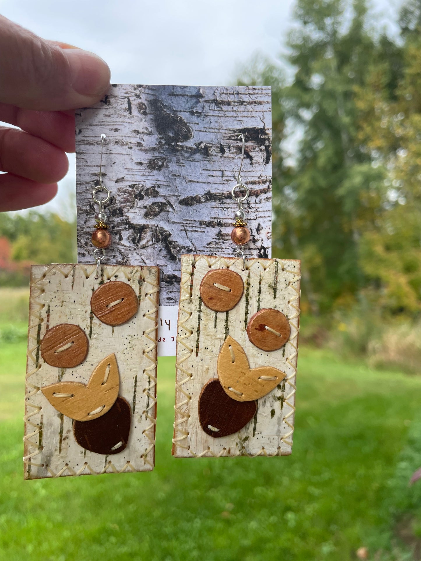 Birchbarkberry Appliqué Floral Earrings