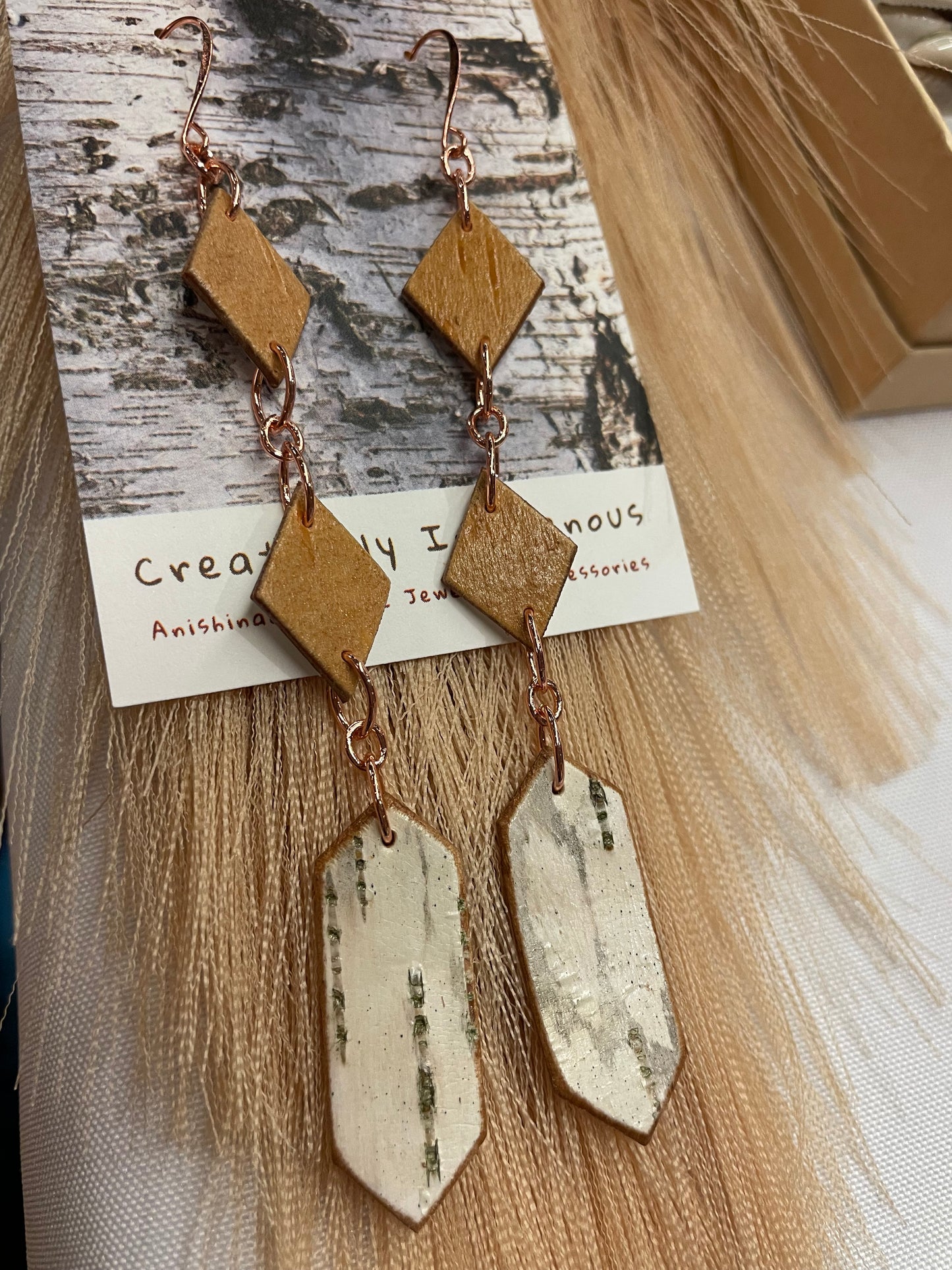 Small Nigig Otter Track Birchbark Earrings
