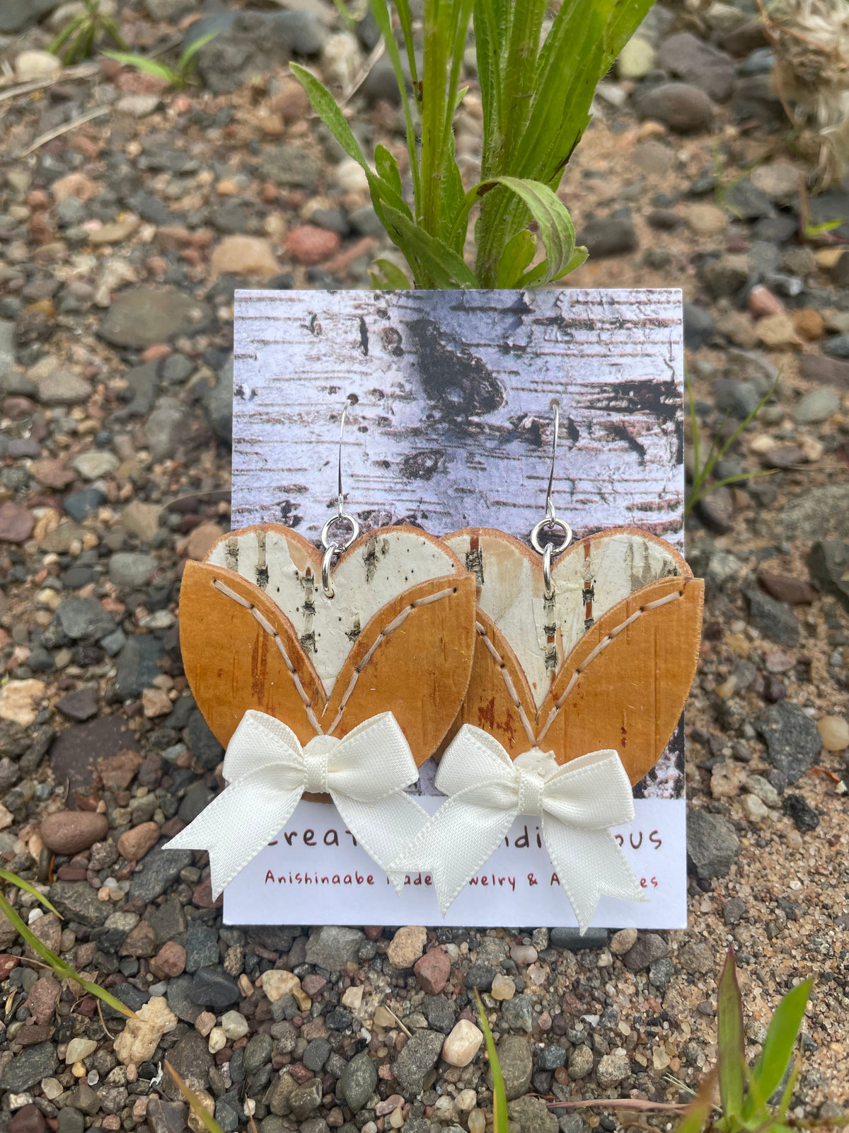 Indigenous Blooms and Bows Birchbark Earrings