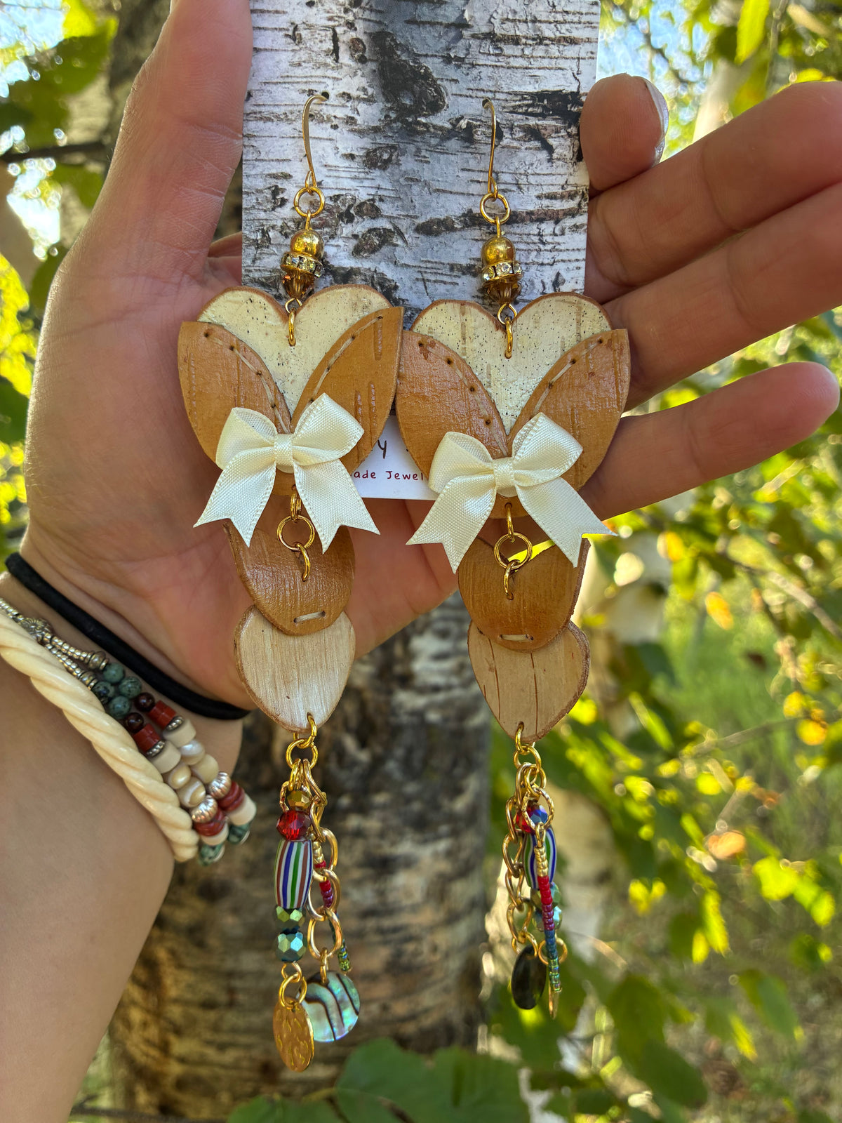Birchbark Woodland Floral Stacked Earrings