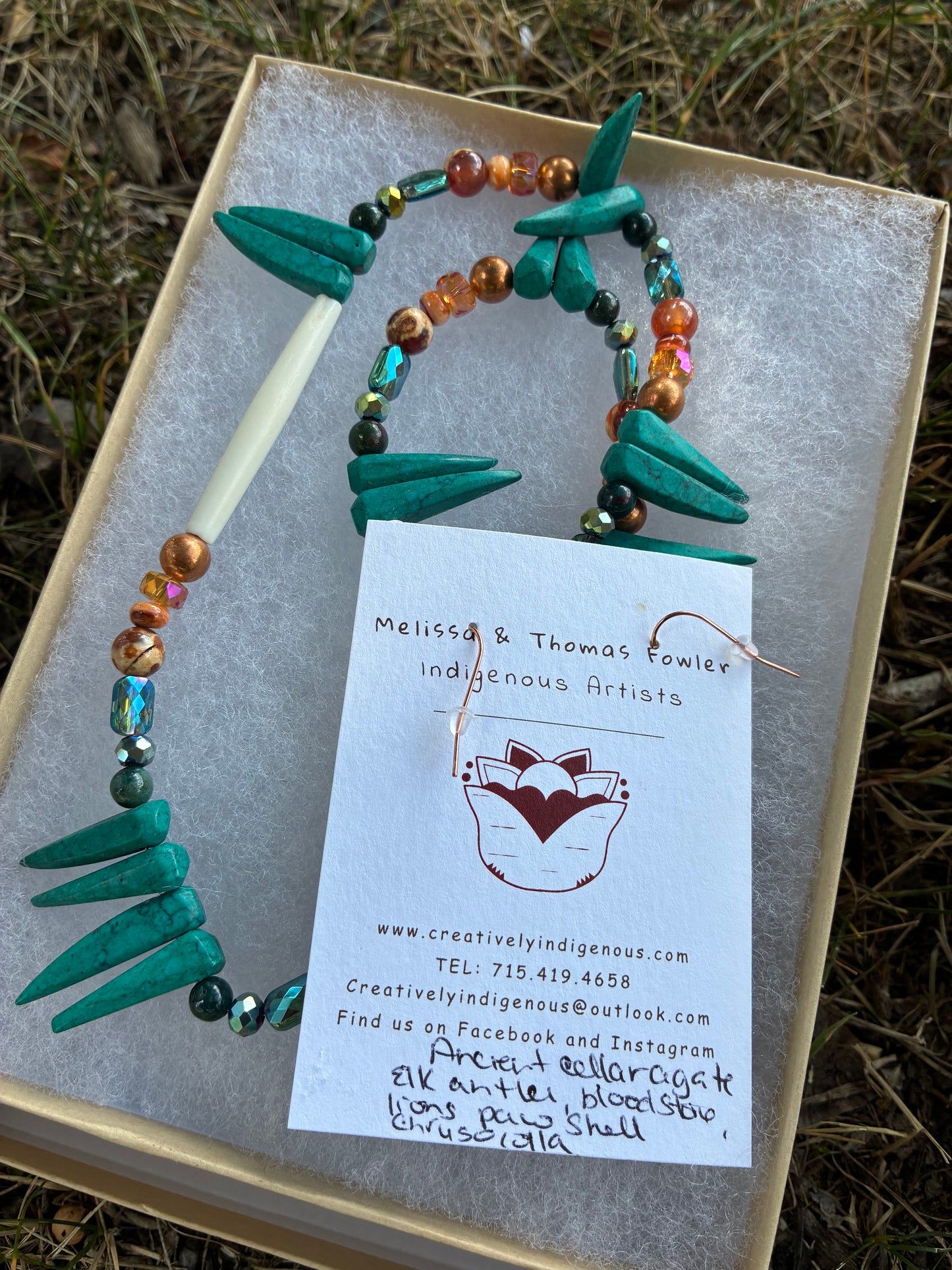 Elk Antler Set with Ancient Cellar Agate