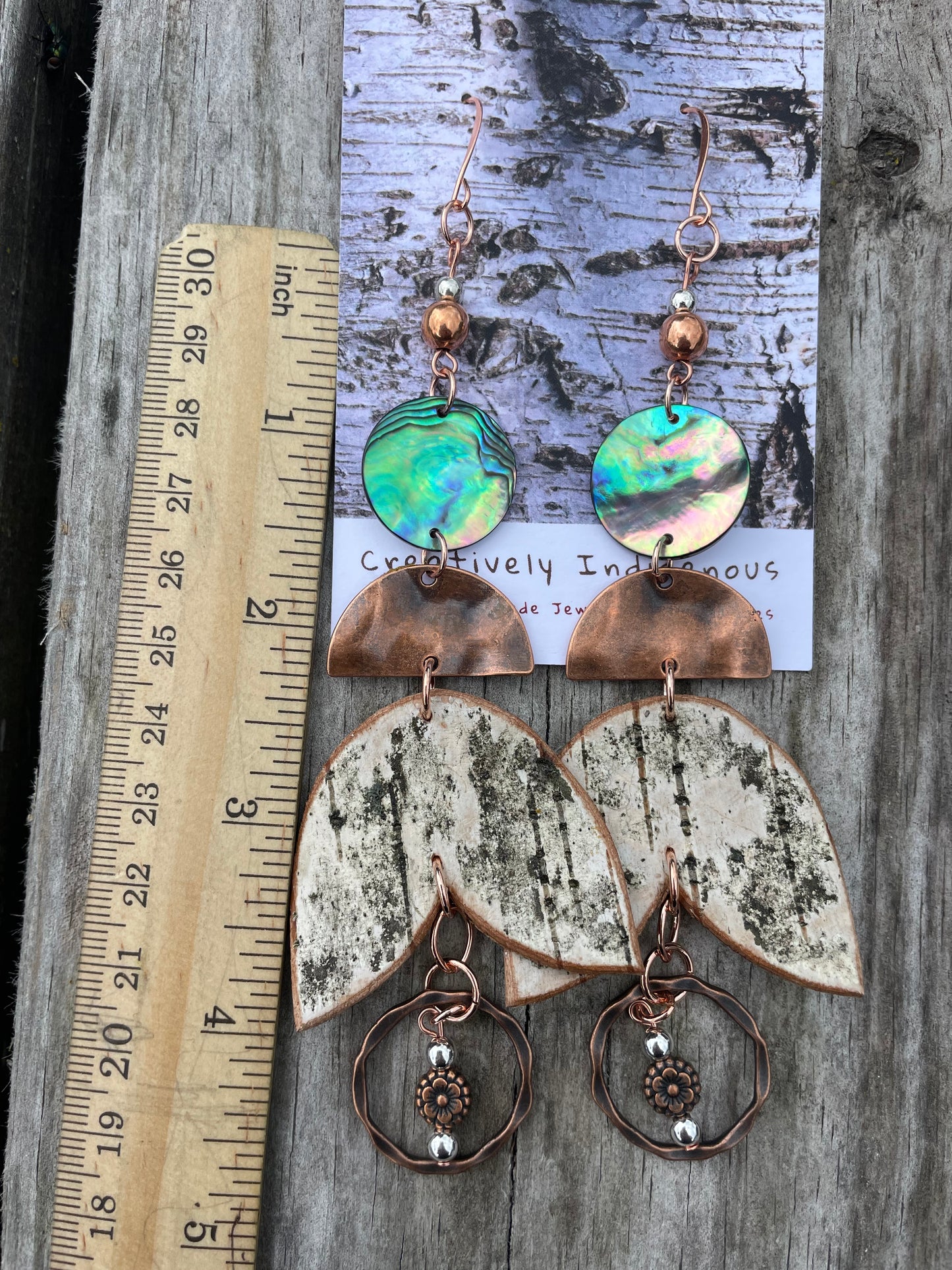 Birchbark and Abalone Earrings