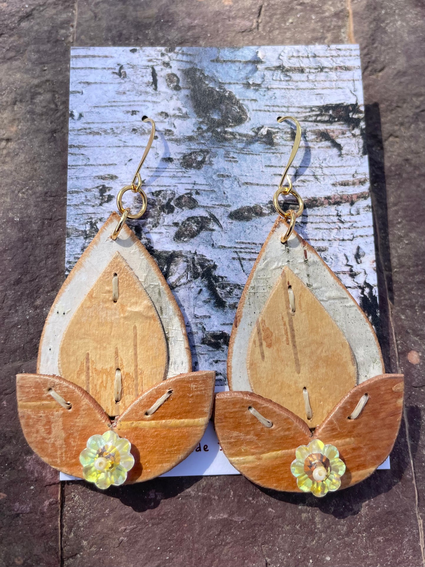Indigenous Flower Bud Birchbark Earrings