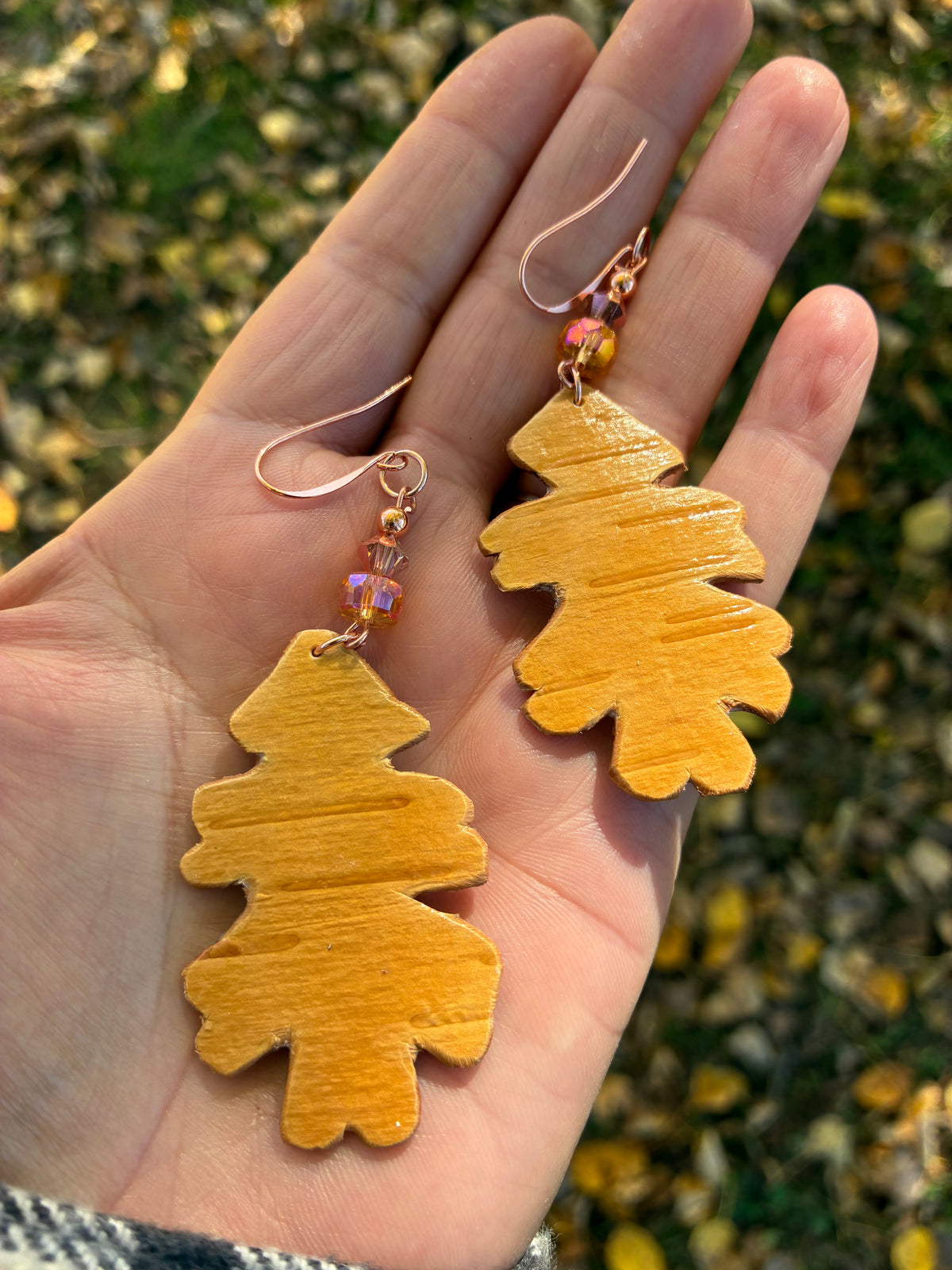 Autumn Oak Birchbark Earrings