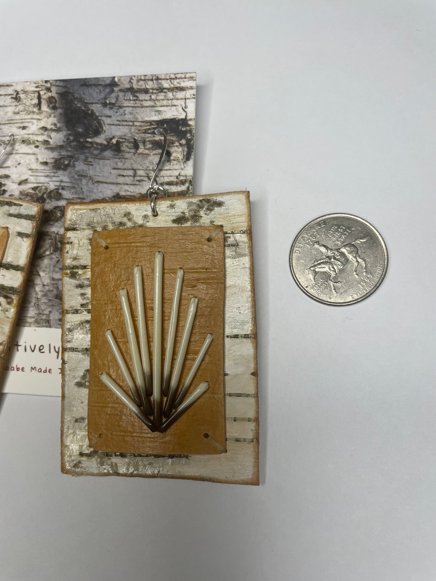 Shooting Star Birchbark and Porcupine Quill Earrings