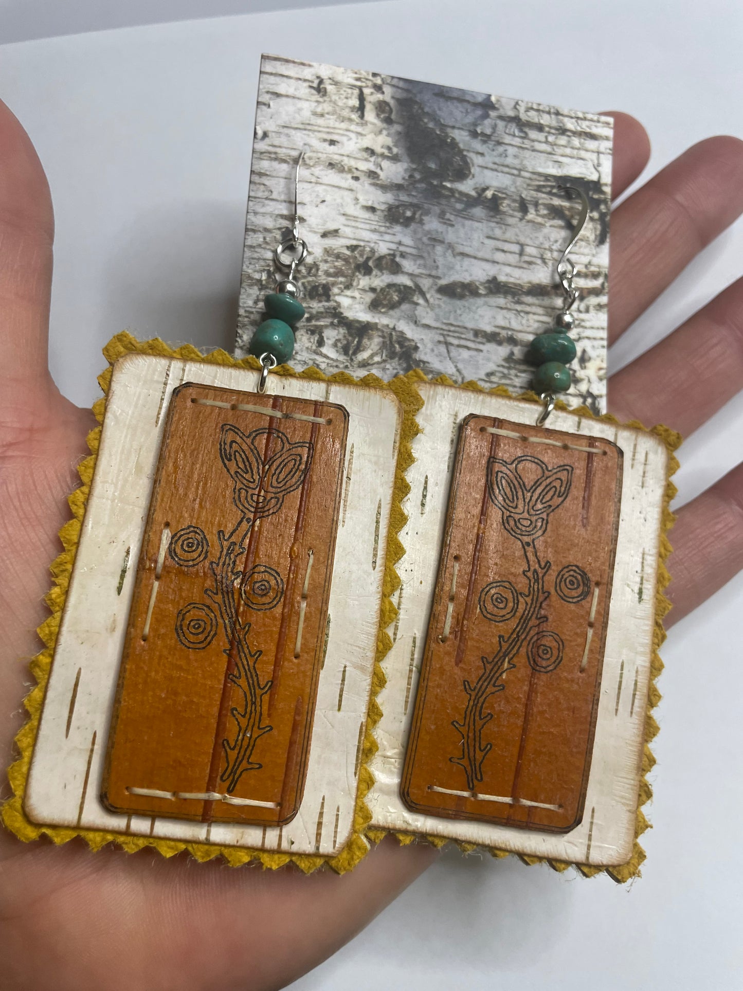 “Growing Life” Woodland Floral Birchbark Earrings