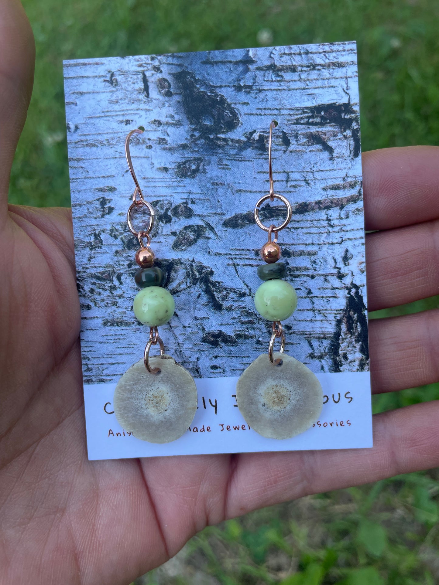 Waawaashkeshi Deer Antler Earrings