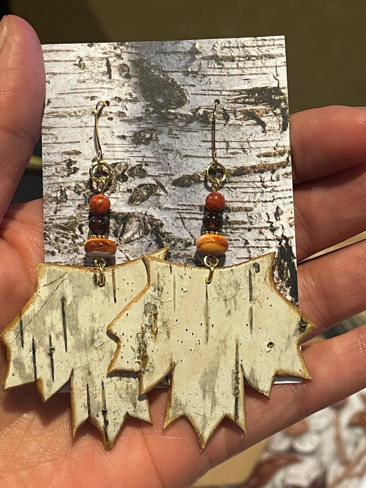 Autumn Maple Birchbark Earrings