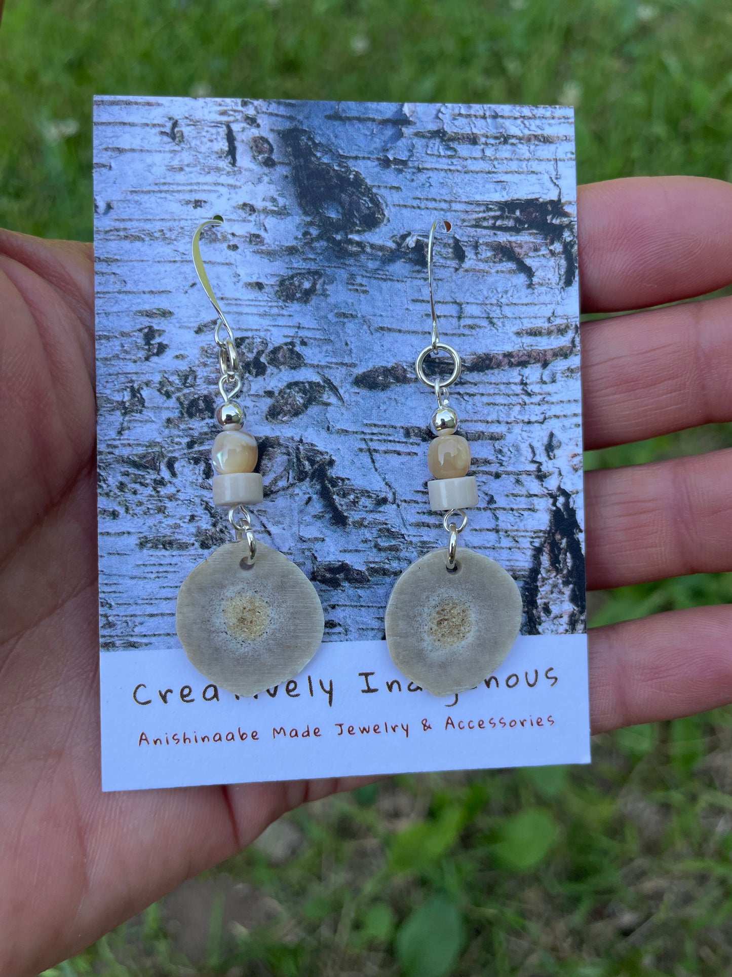 Waawaashkeshi Deer Antler Earrings