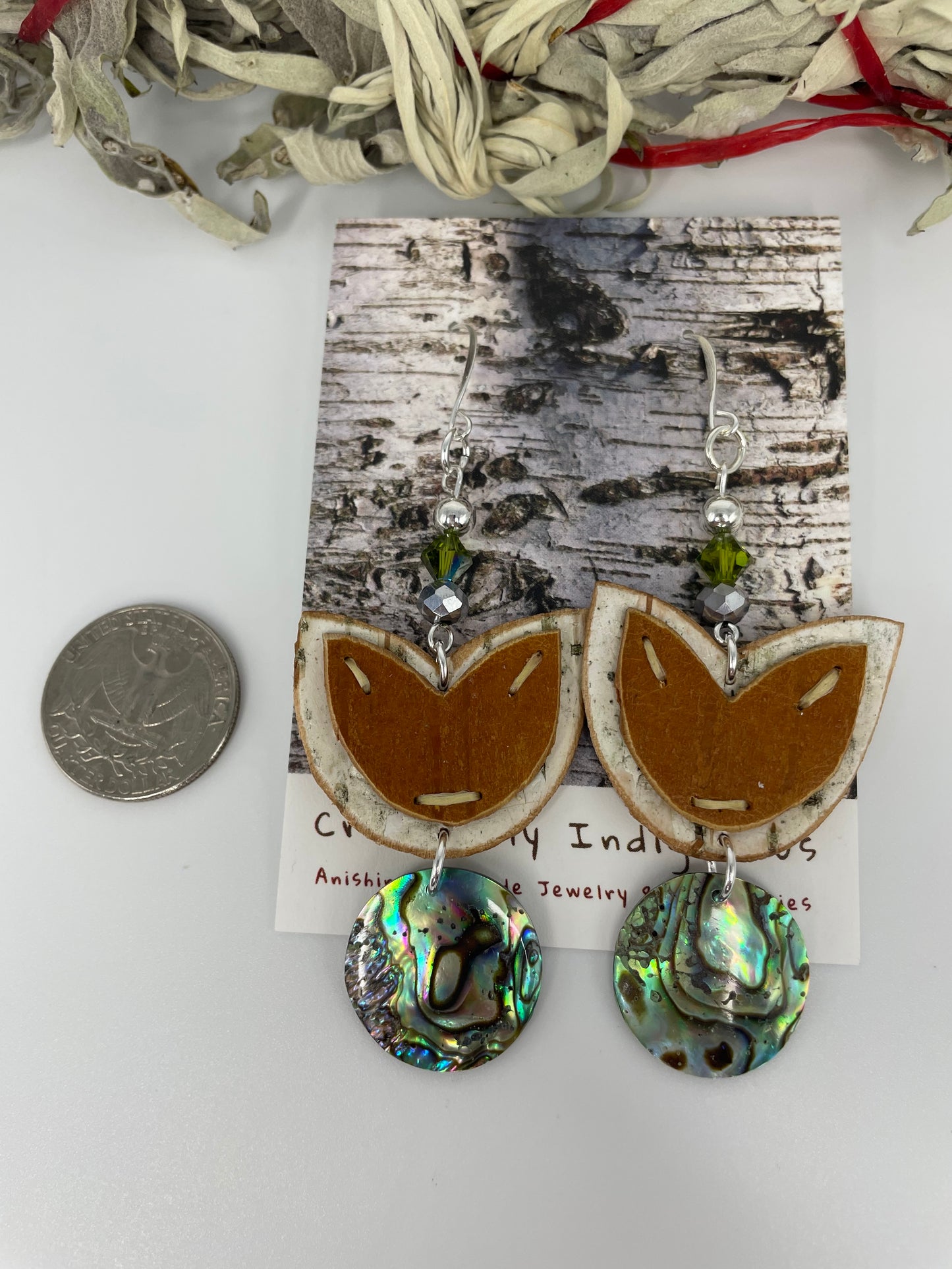 Birchbark Layered Floral Earrings with Abalone
