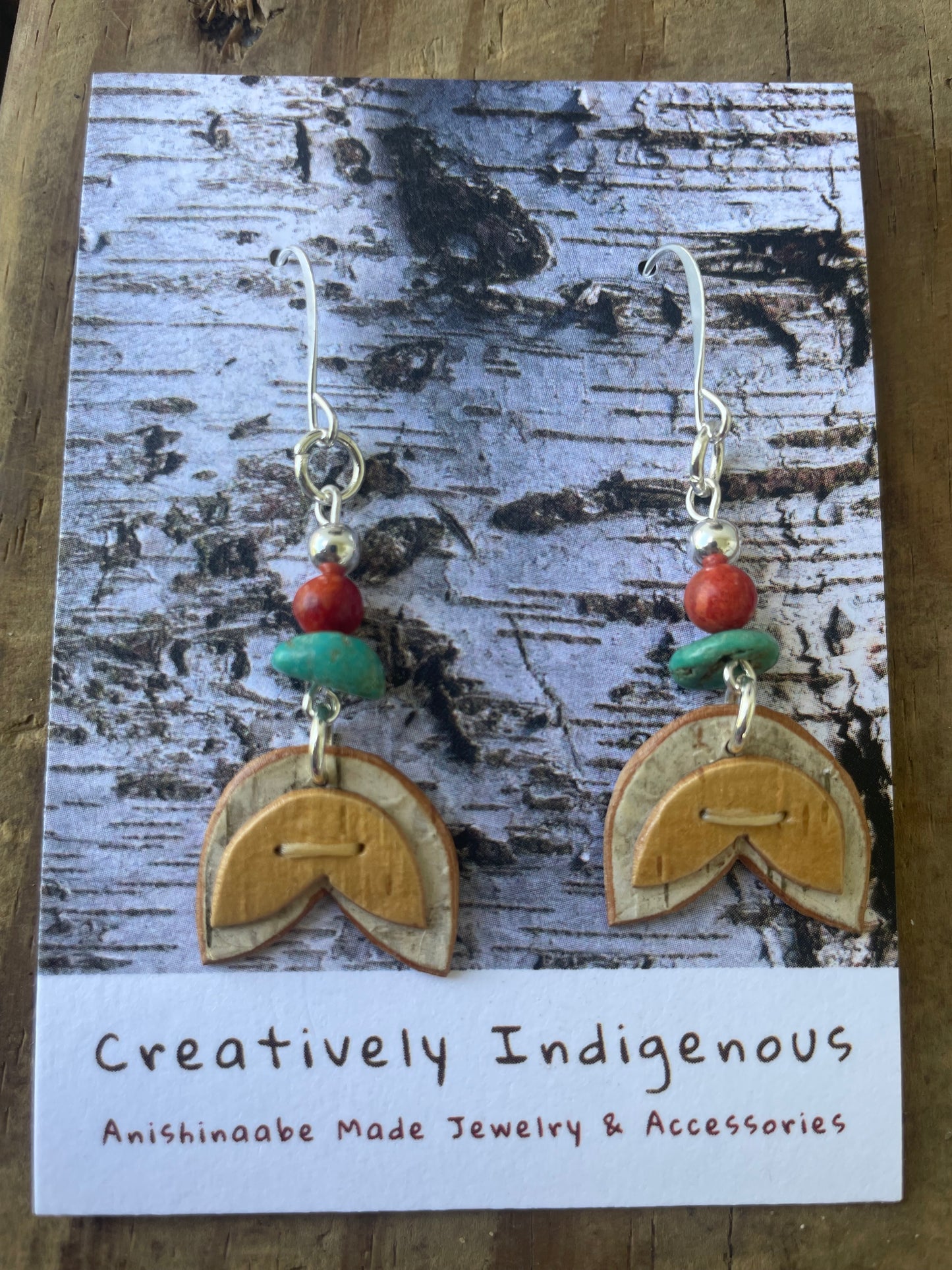 Small Appliqué Earrings with Turquoise and Coral