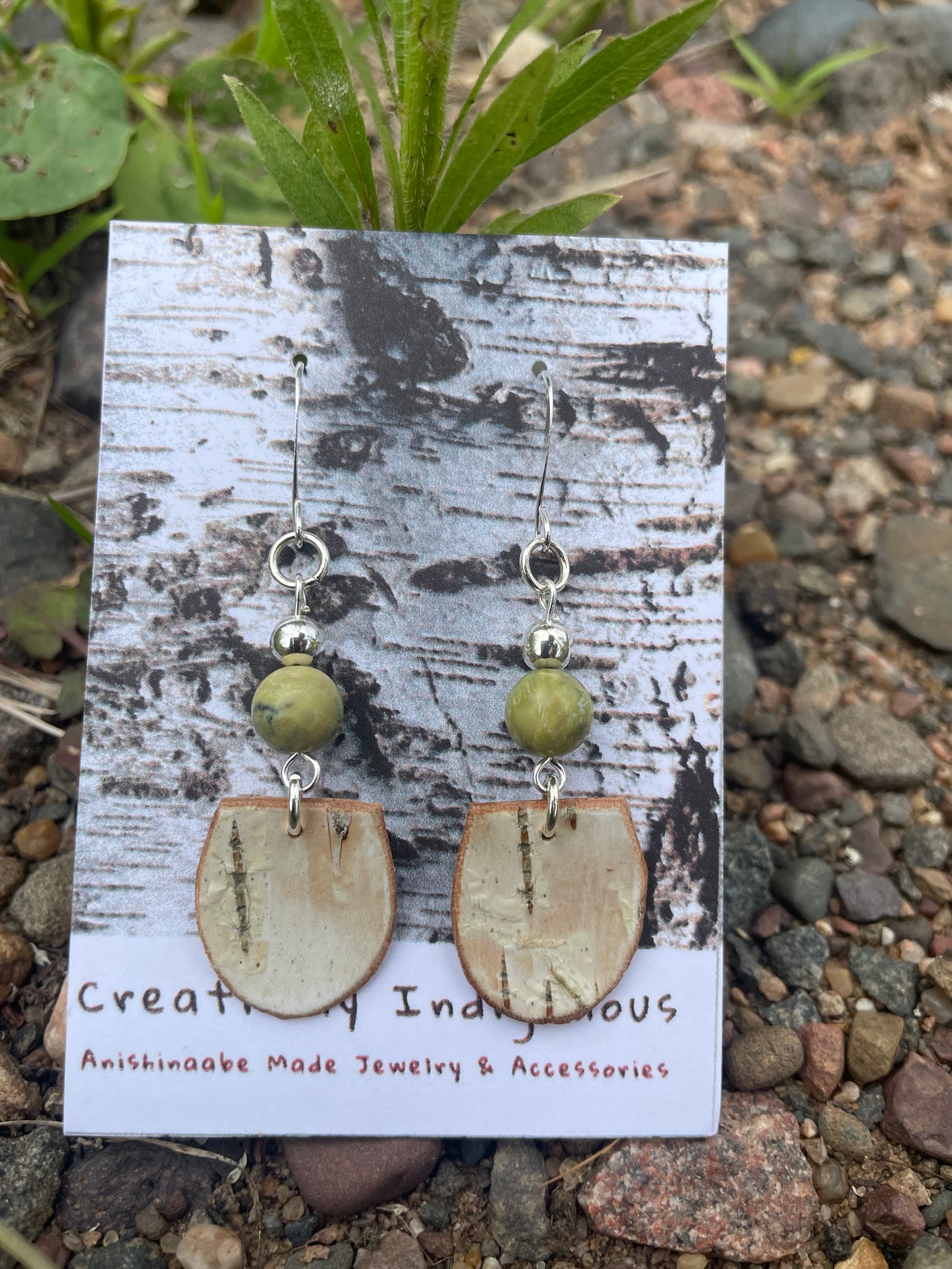 Birchbark and Stones Earrings