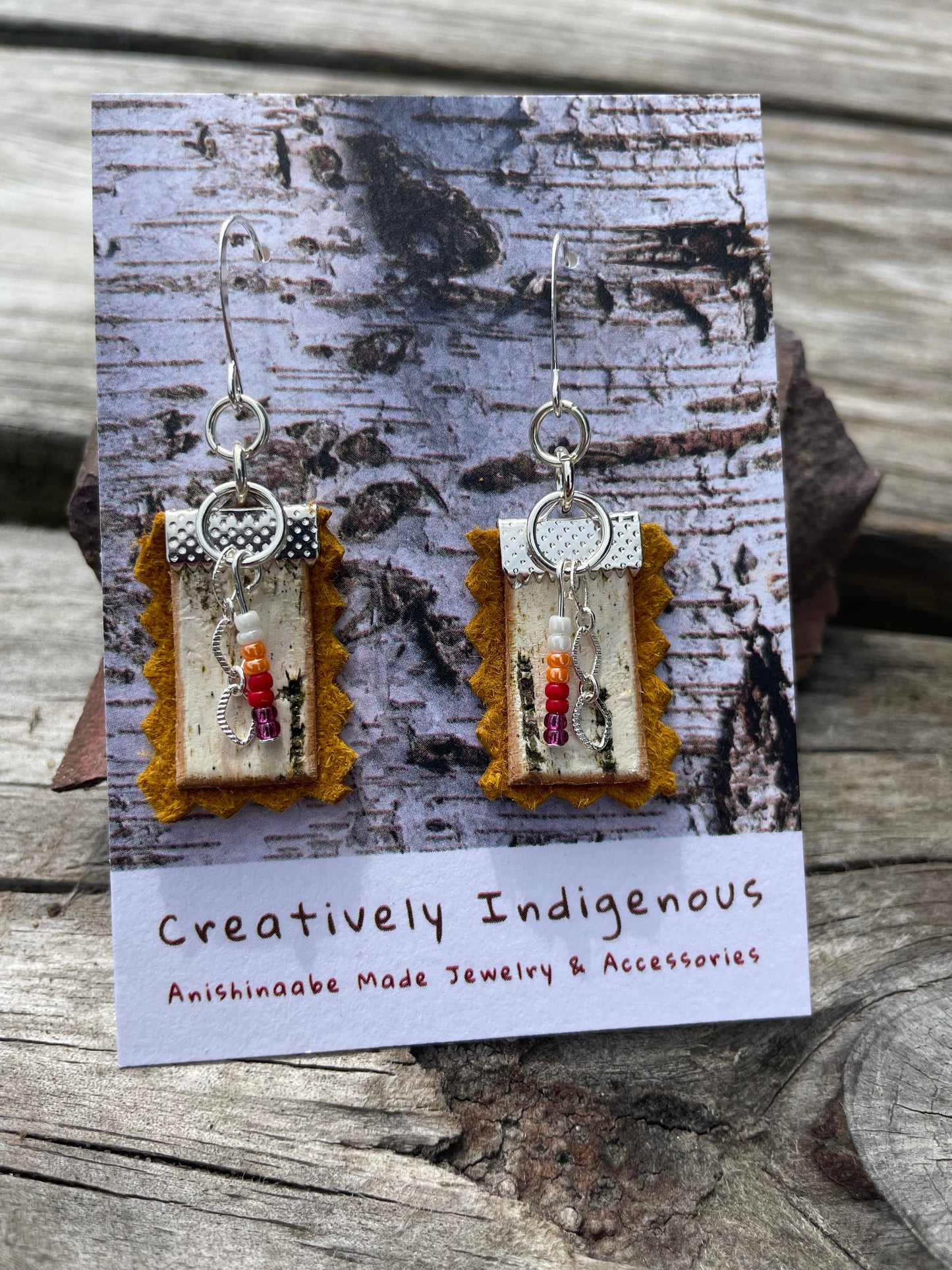 Birchbark, Buckskin & Beads Earrings
