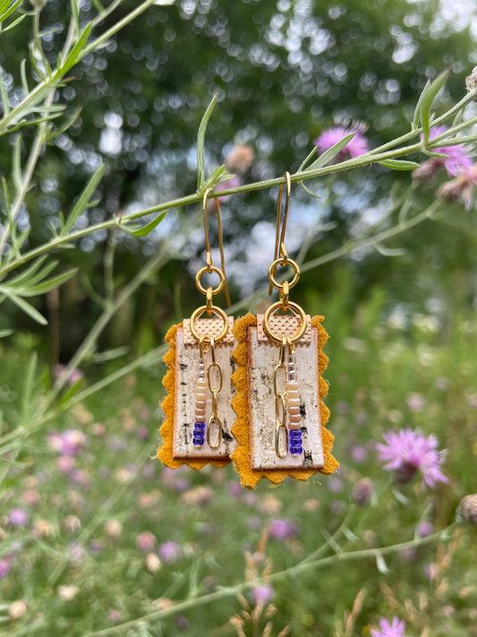 Birchbark, Buckskin & Beads Earrings