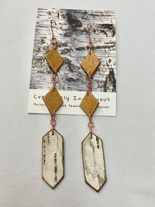 Small Nigig Otter Track Birchbark Earrings
