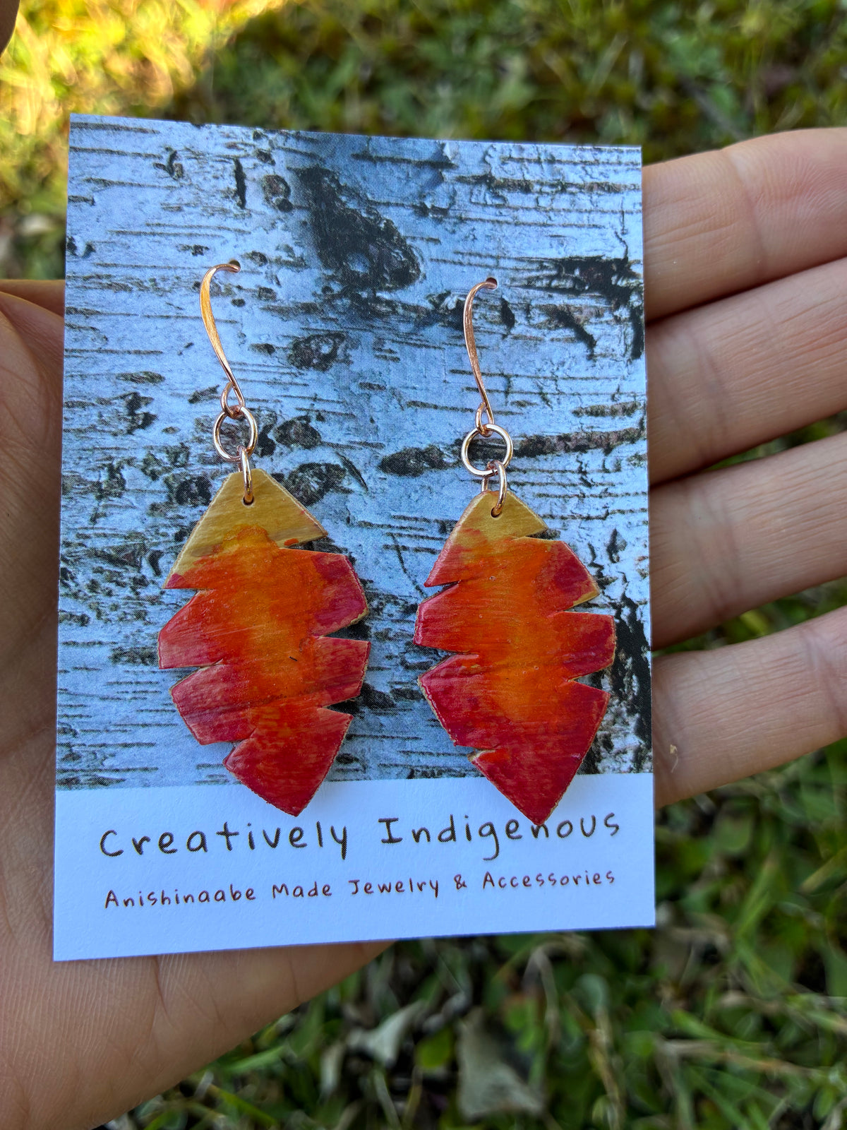 Wiigwaas Dagwaagin Birchbark and Watercolor Earrings (small)
