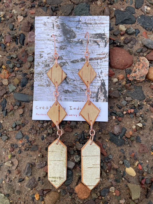 Nigig Otter Track Birchbark Earrings-Small Length