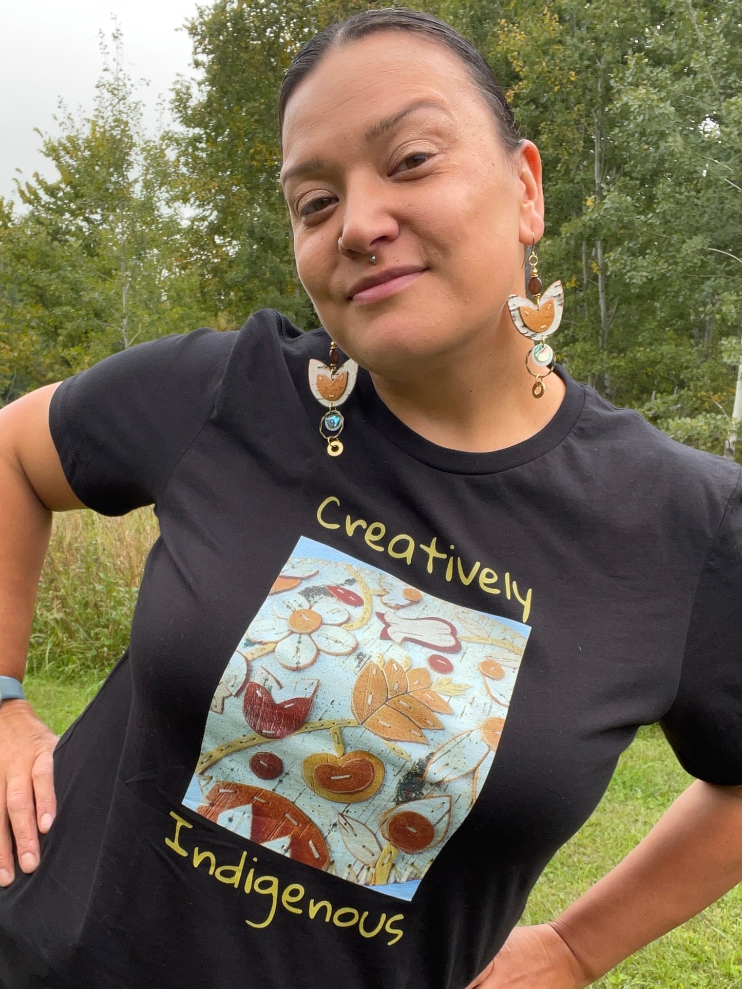 Creatively Indigenous Birchbark Appliqué T-shirt