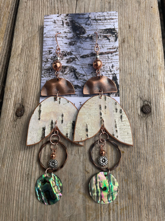 Birchbark and Abalone Earrings