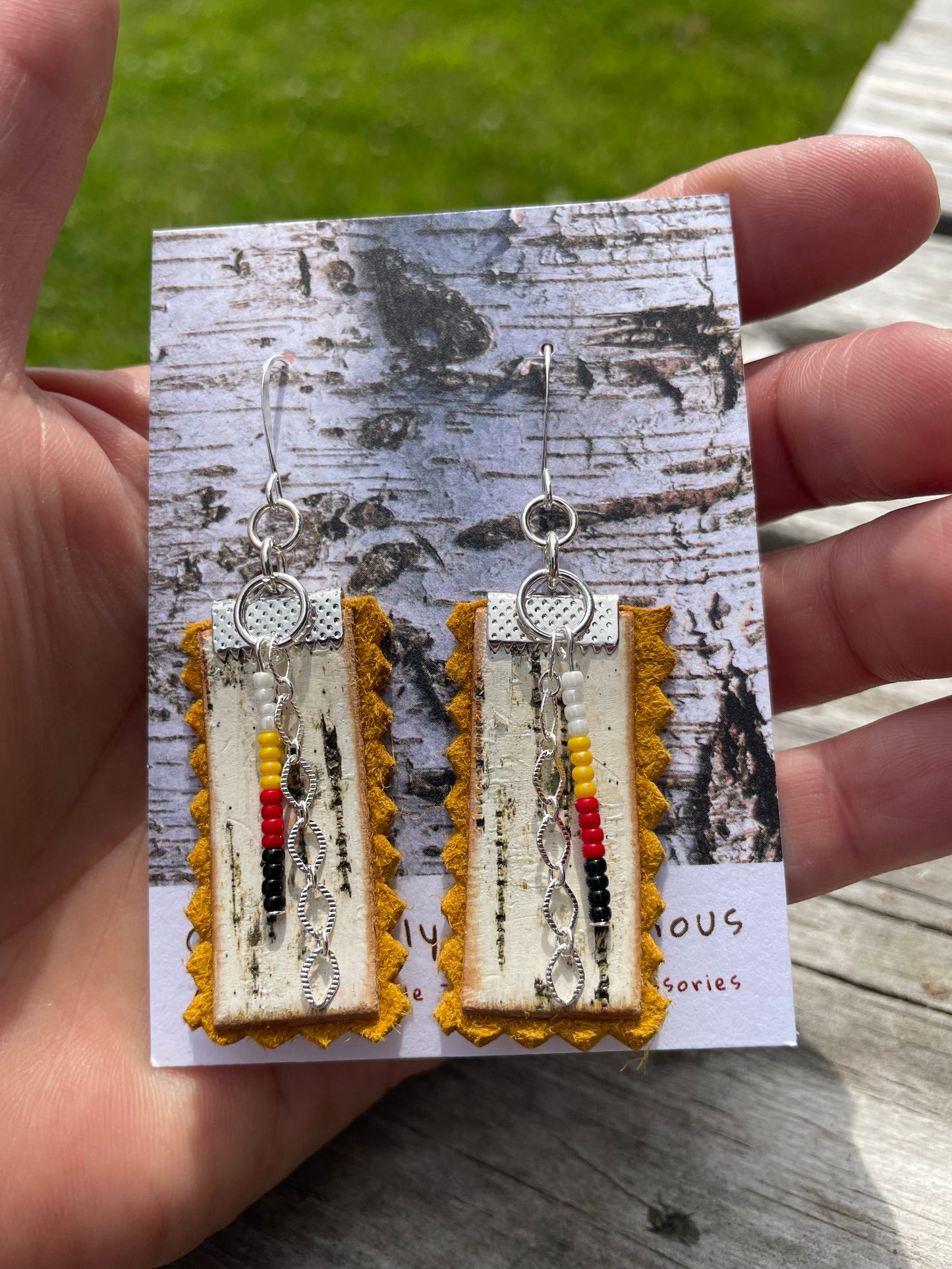Birchbark, Buckskin & Beads Earrings