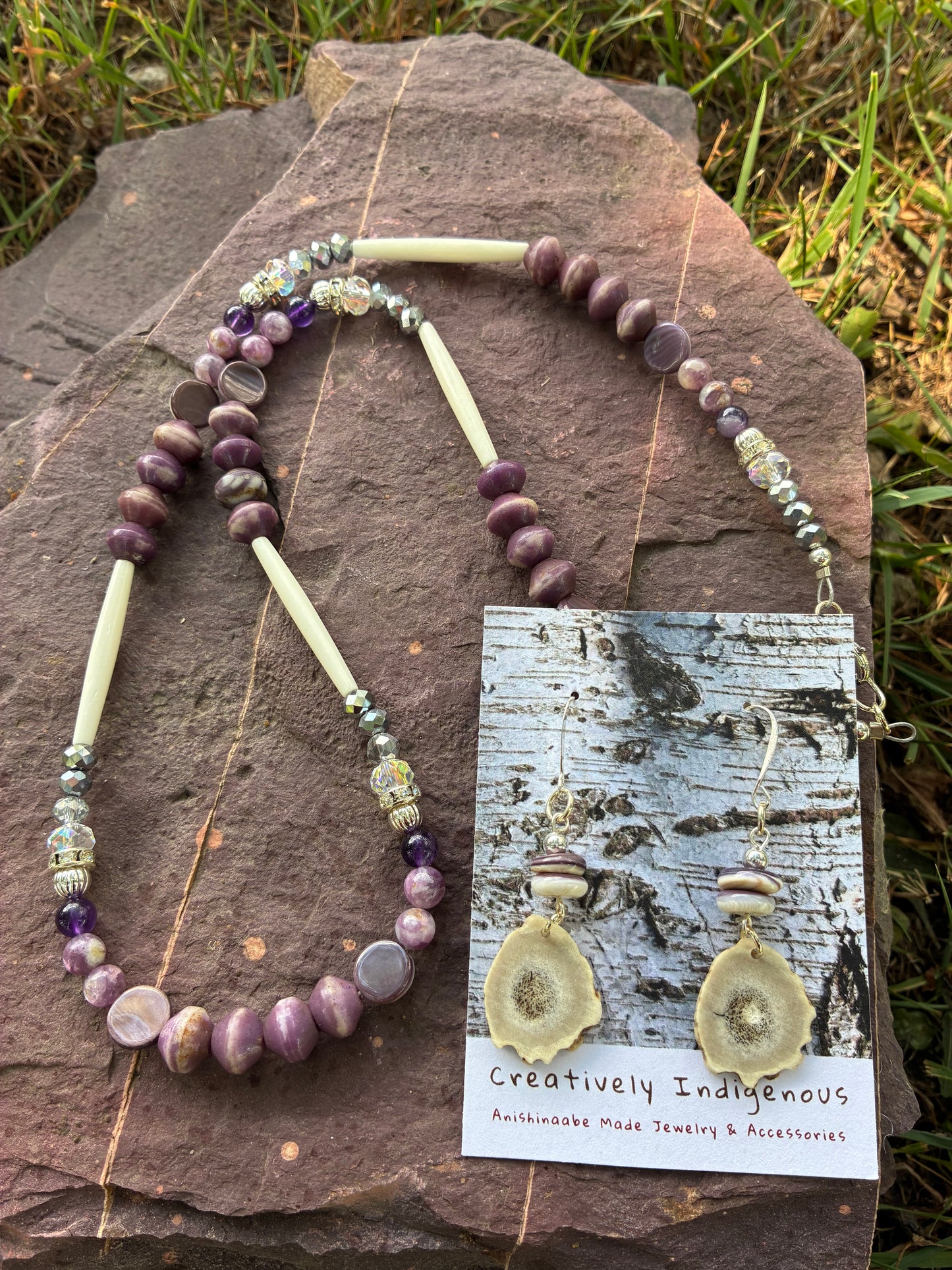 Waawaashkeshii Antler and Wampum Set