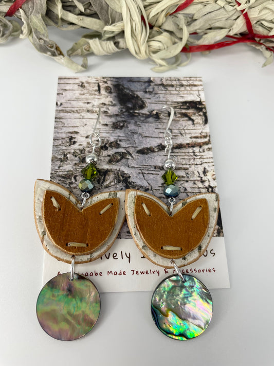 Birchbark Layered Floral Earrings with Abalone