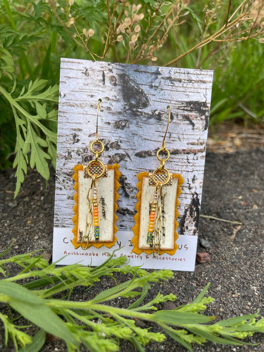 Birchbark, Buckskin & Beads Earrings
