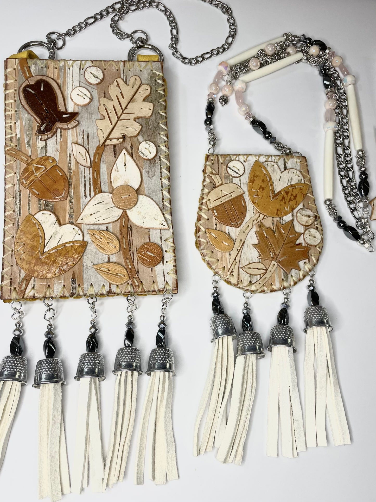 Pink Metal Maple and Floral Blooms Set