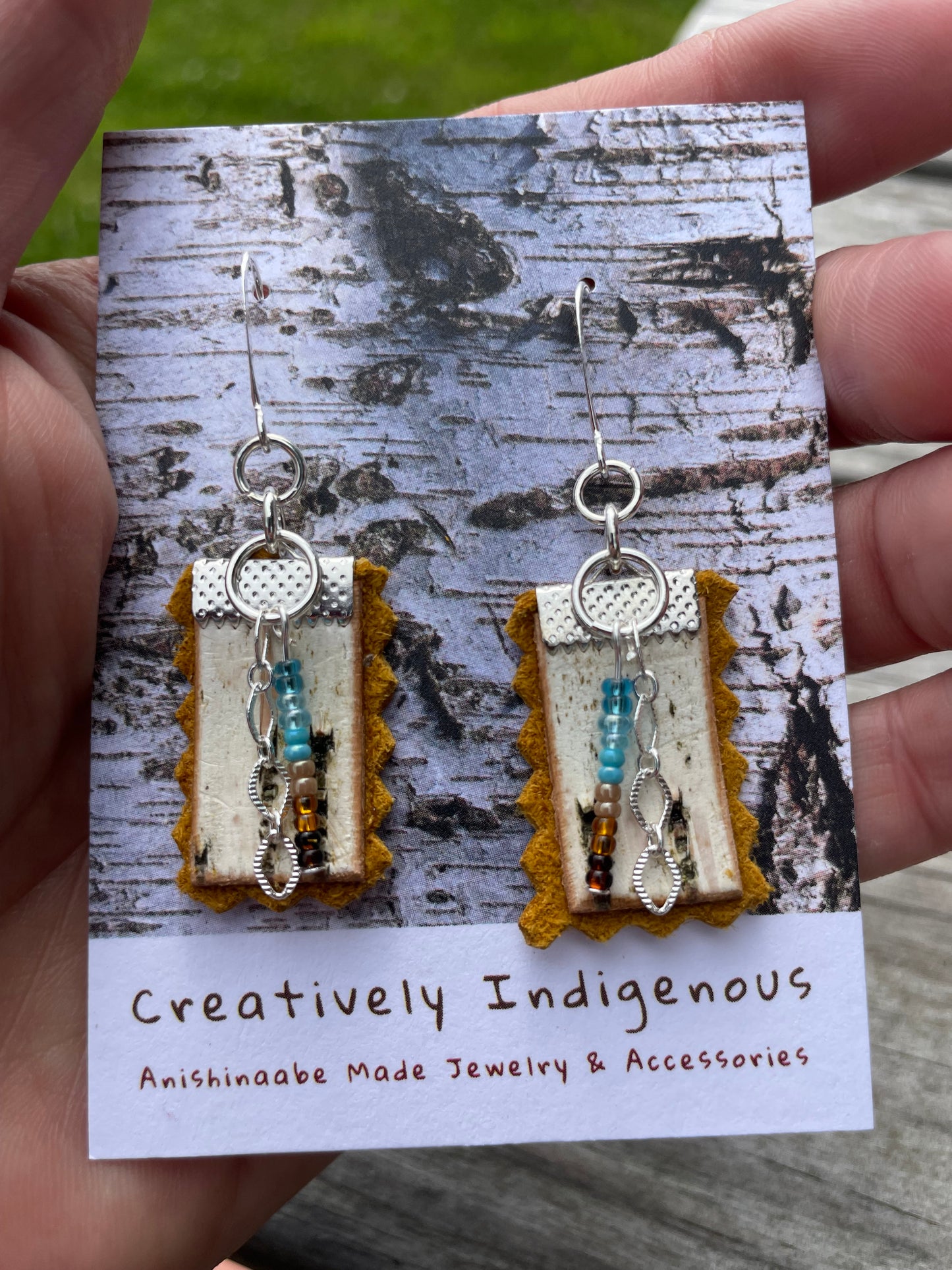 Birchbark, Buckskin & Beads Earrings