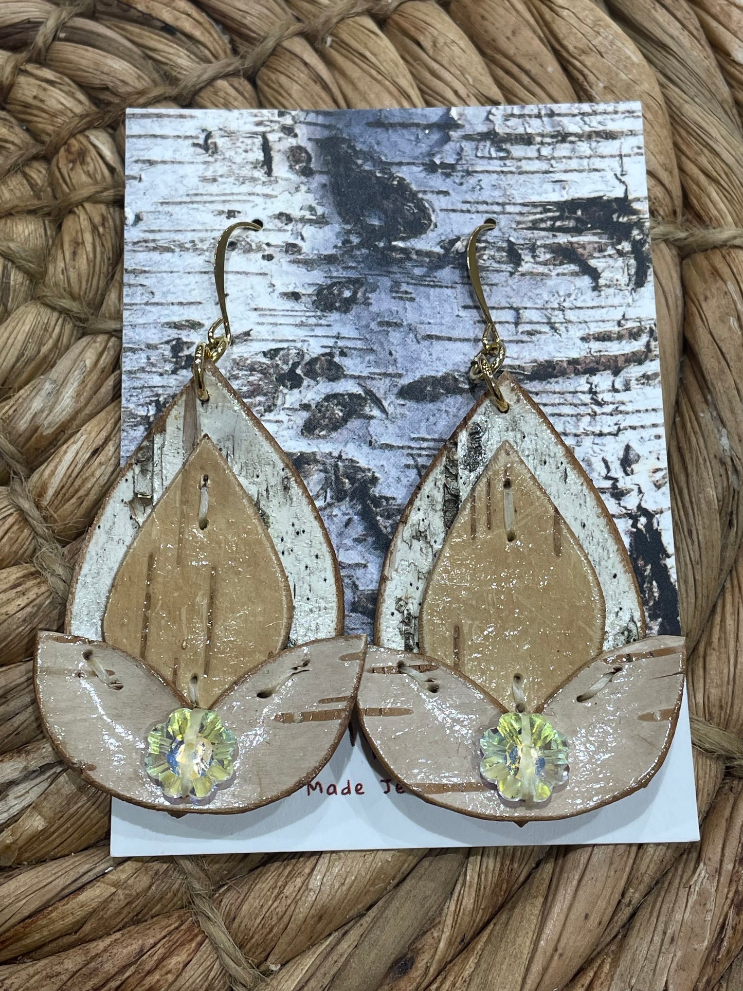 Indigenous Flower Bud Birchbark Earrings