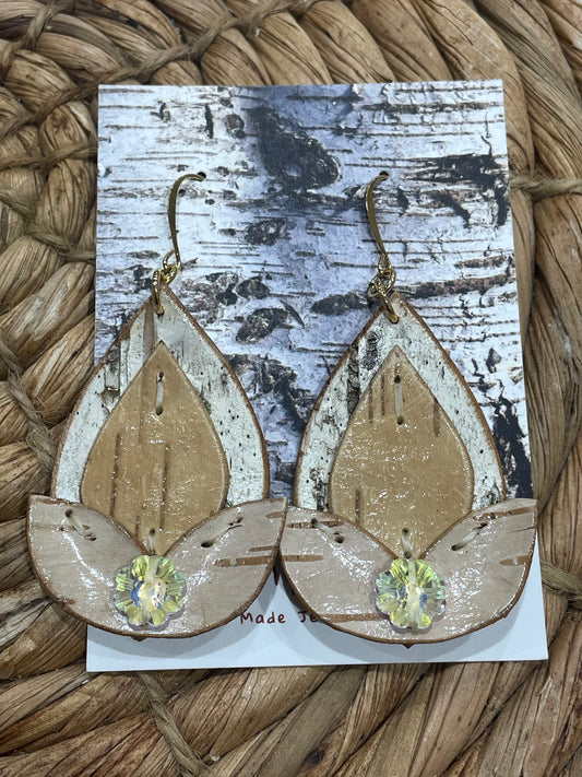 Indigenous Flower Bud Birchbark Earrings