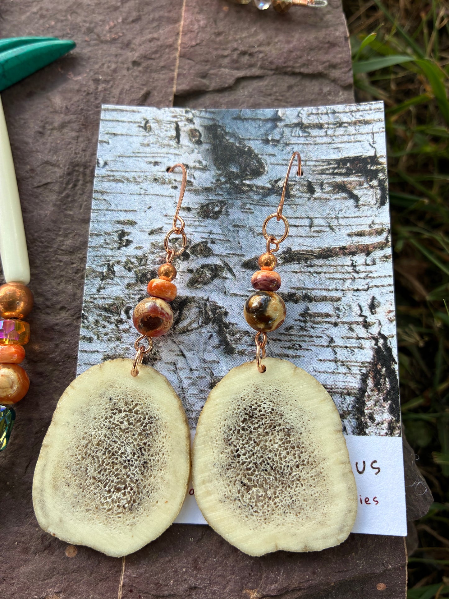 Elk Antler Set with Ancient Cellar Agate