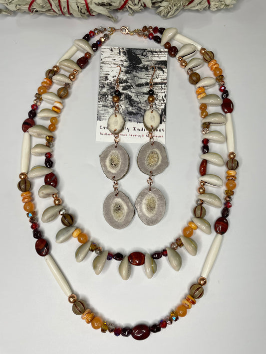 Waawaashkeshi Antler Earring and Necklace Set