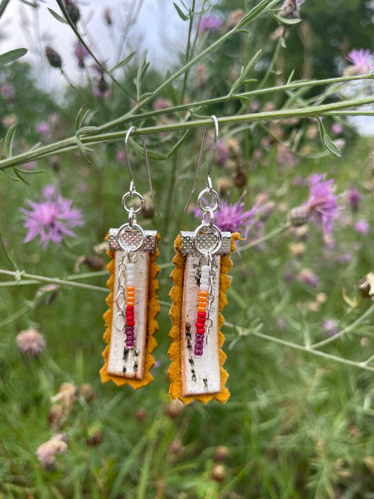 Birchbark, Buckskin & Beads Earrings