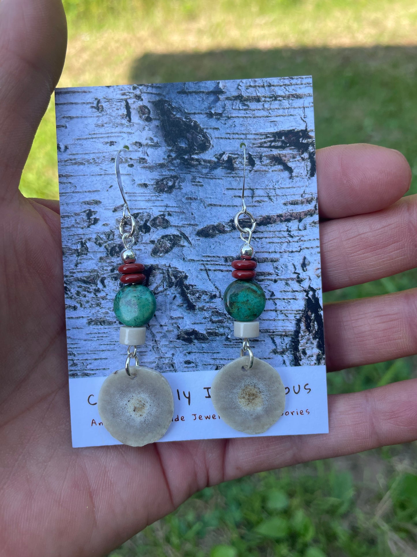 Waawaashkeshi Deer Antler Earrings
