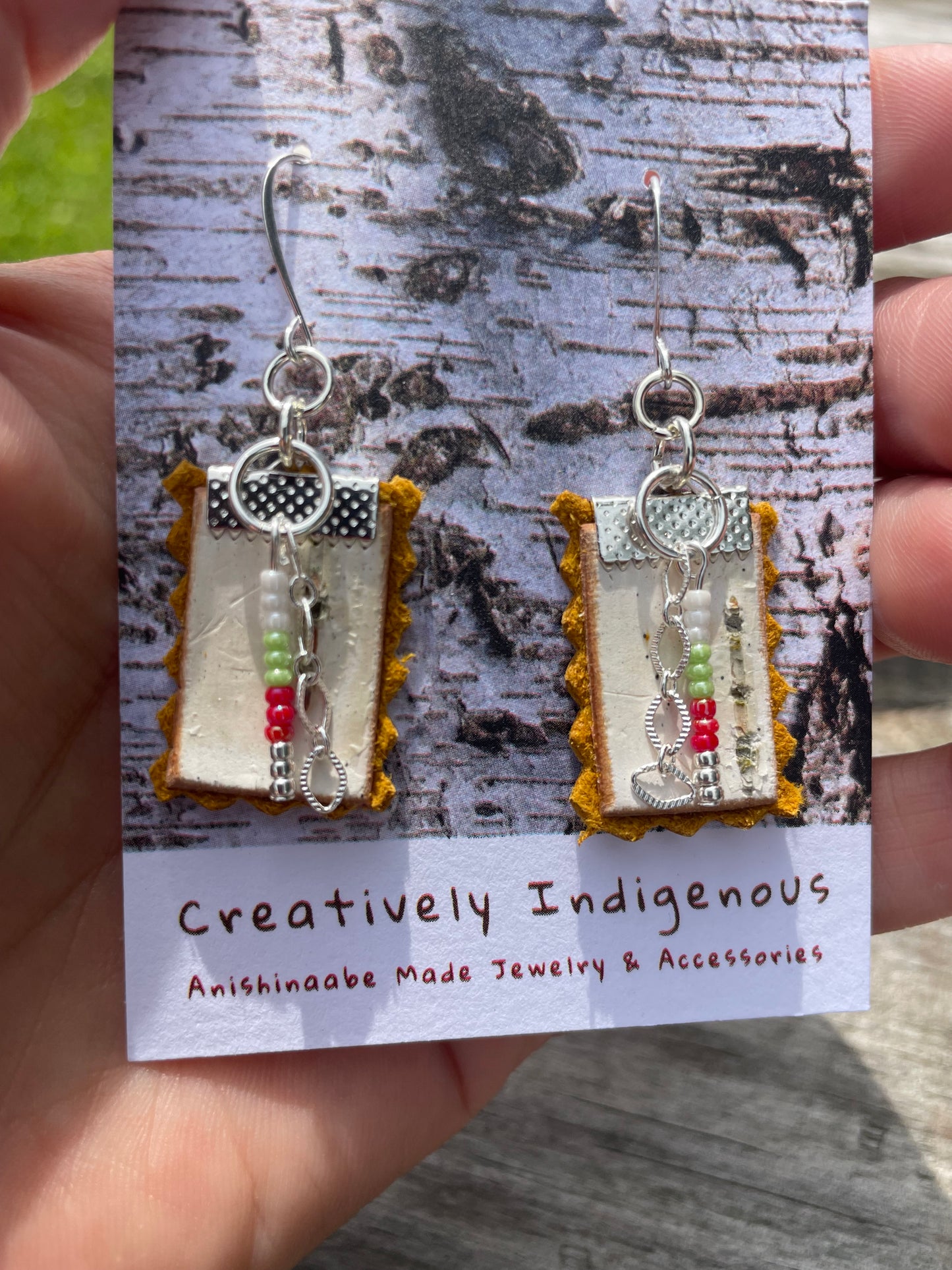 Birchbark, Buckskin & Beads Earrings