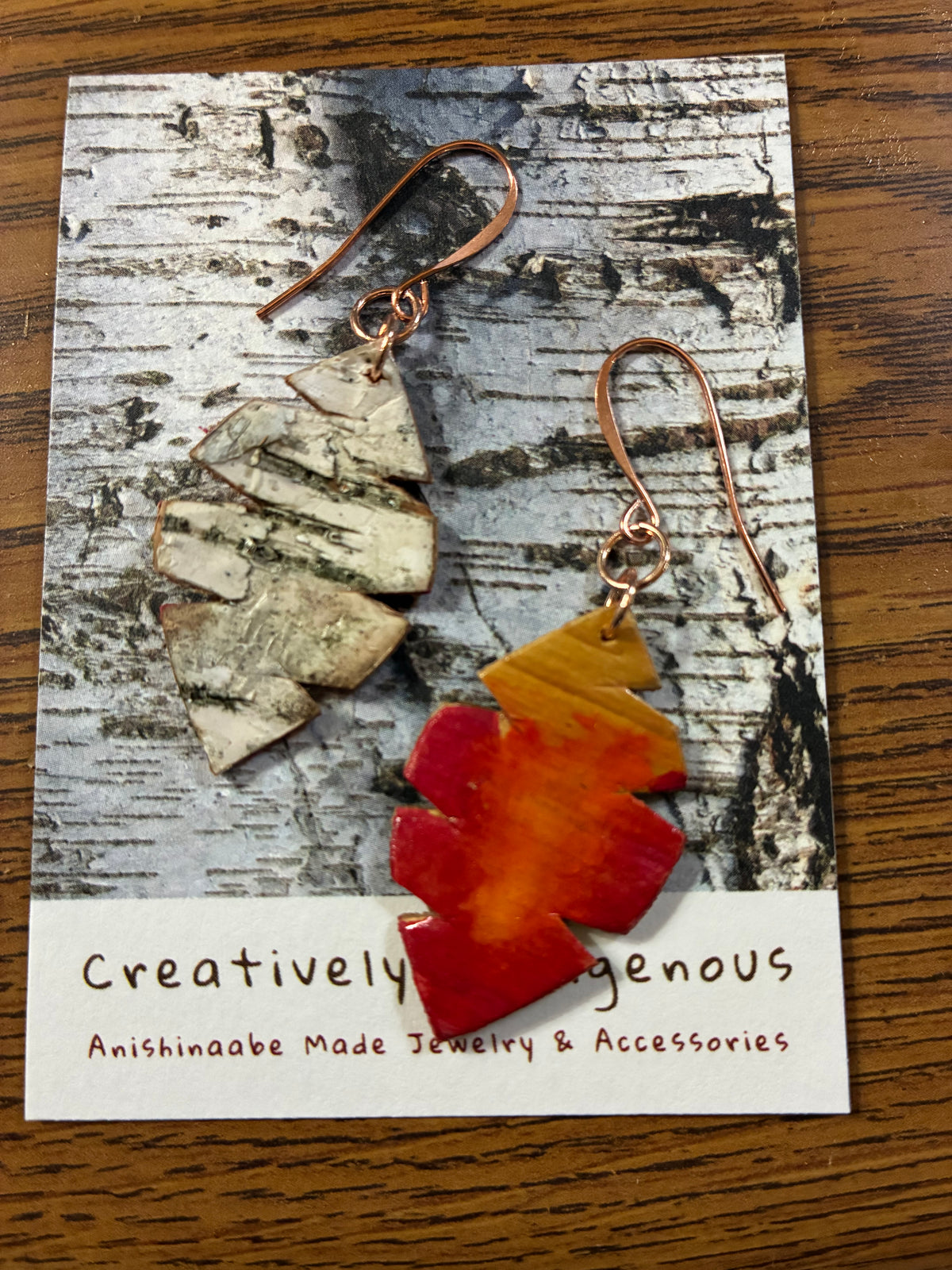 Wiigwaas Dagwaagin Birchbark and Watercolor Earrings (small)