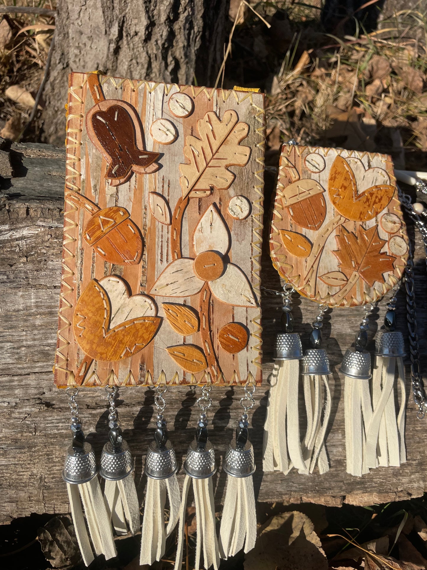 Pink Metal Maple and Floral Blooms Set