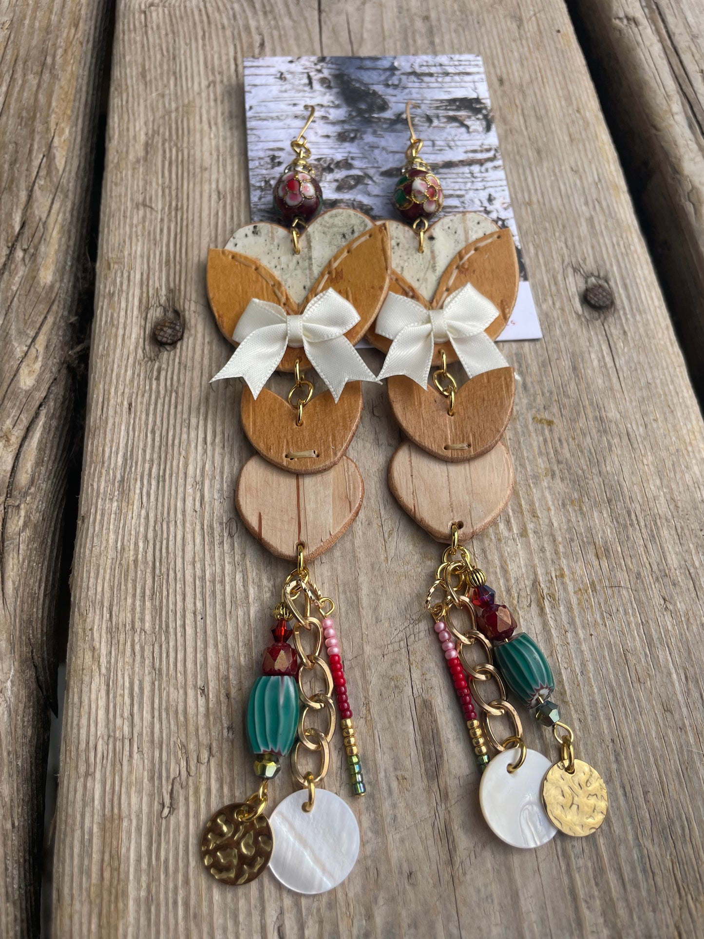 Birchbark Woodland Floral Stacked Earrings