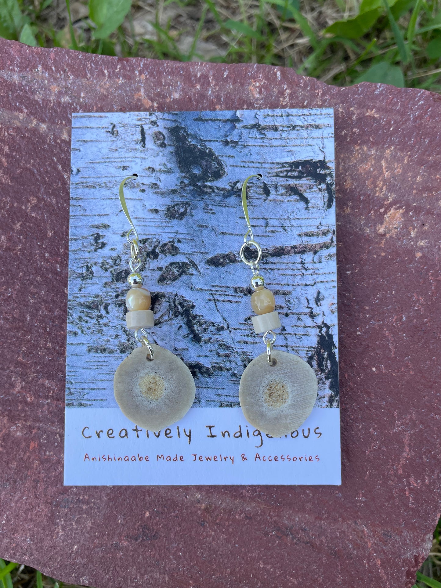Waawaashkeshi Deer Antler Earrings