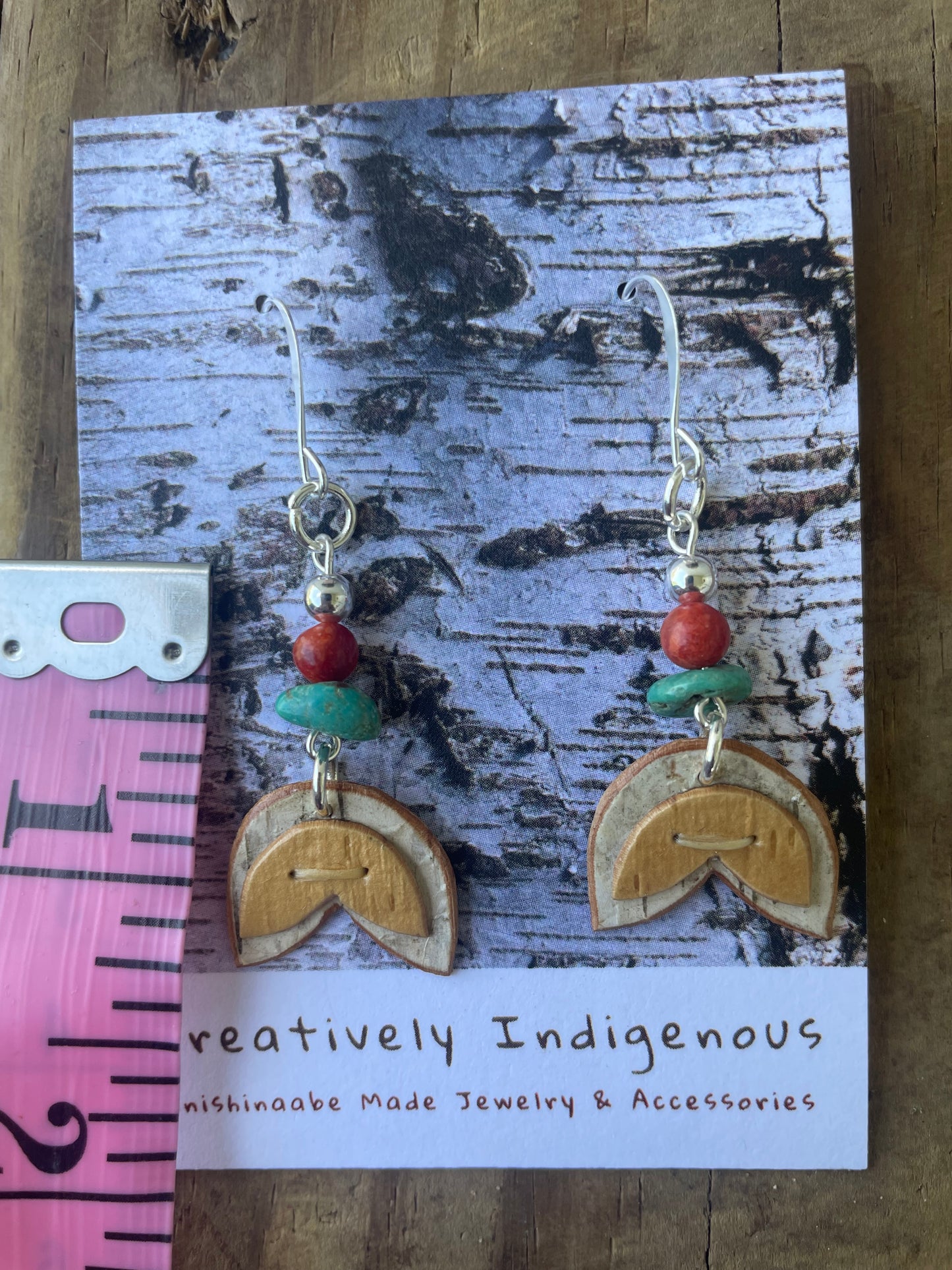 Small Appliqué Earrings with Turquoise and Coral