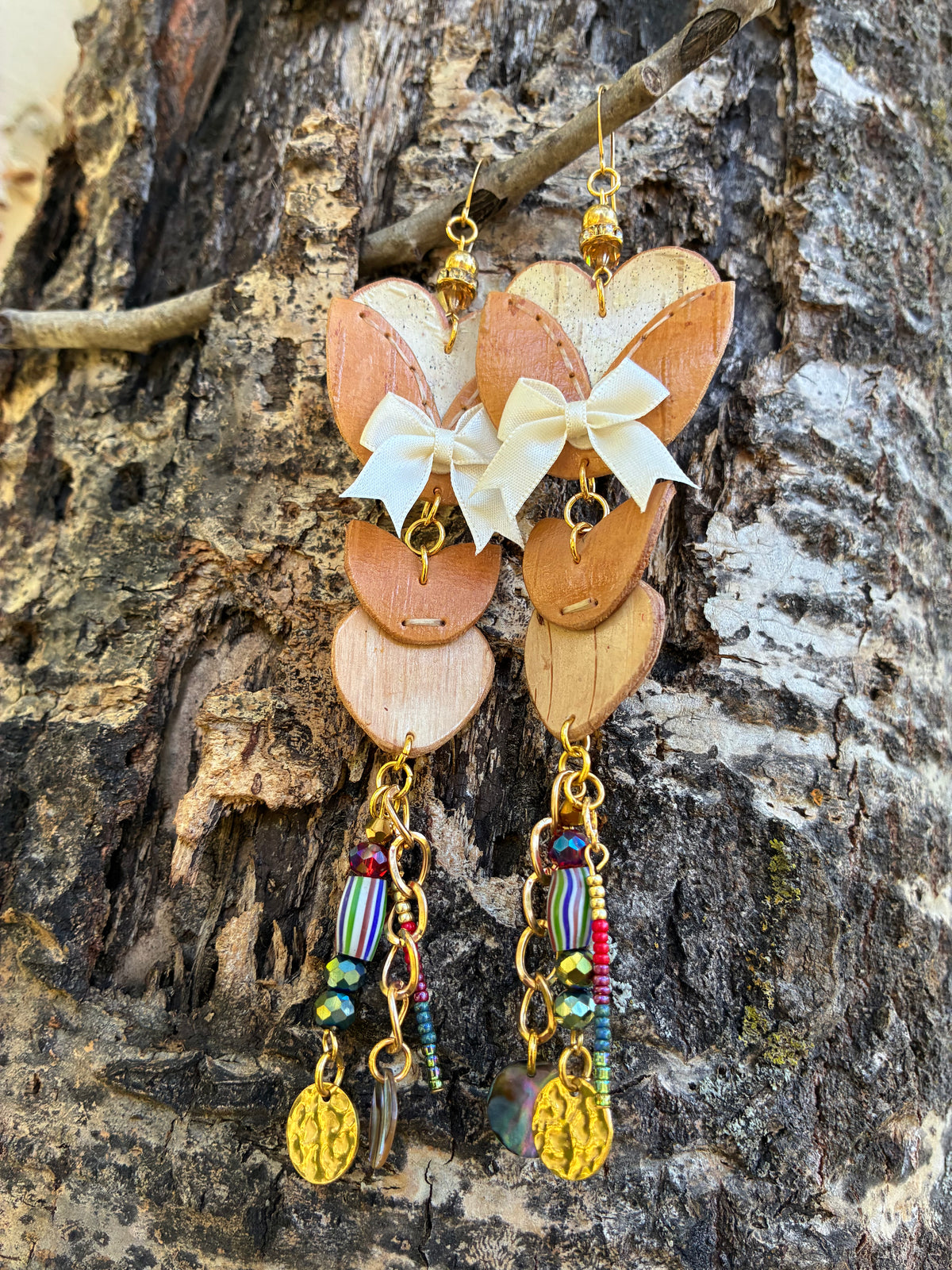 Birchbark Woodland Floral Stacked Earrings