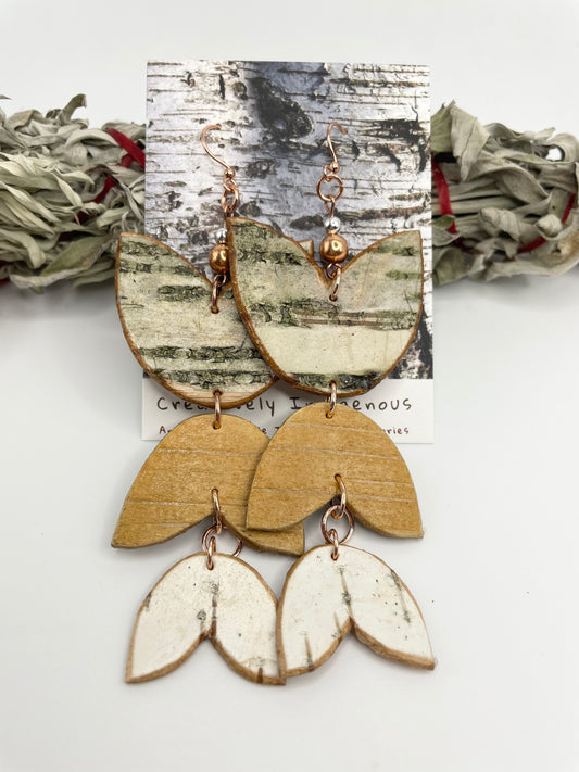 Woodland Petal Birchbark Earrings