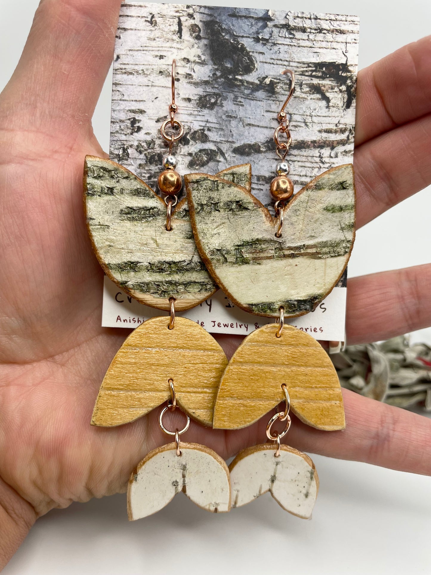 Woodland Petal Birchbark Earrings