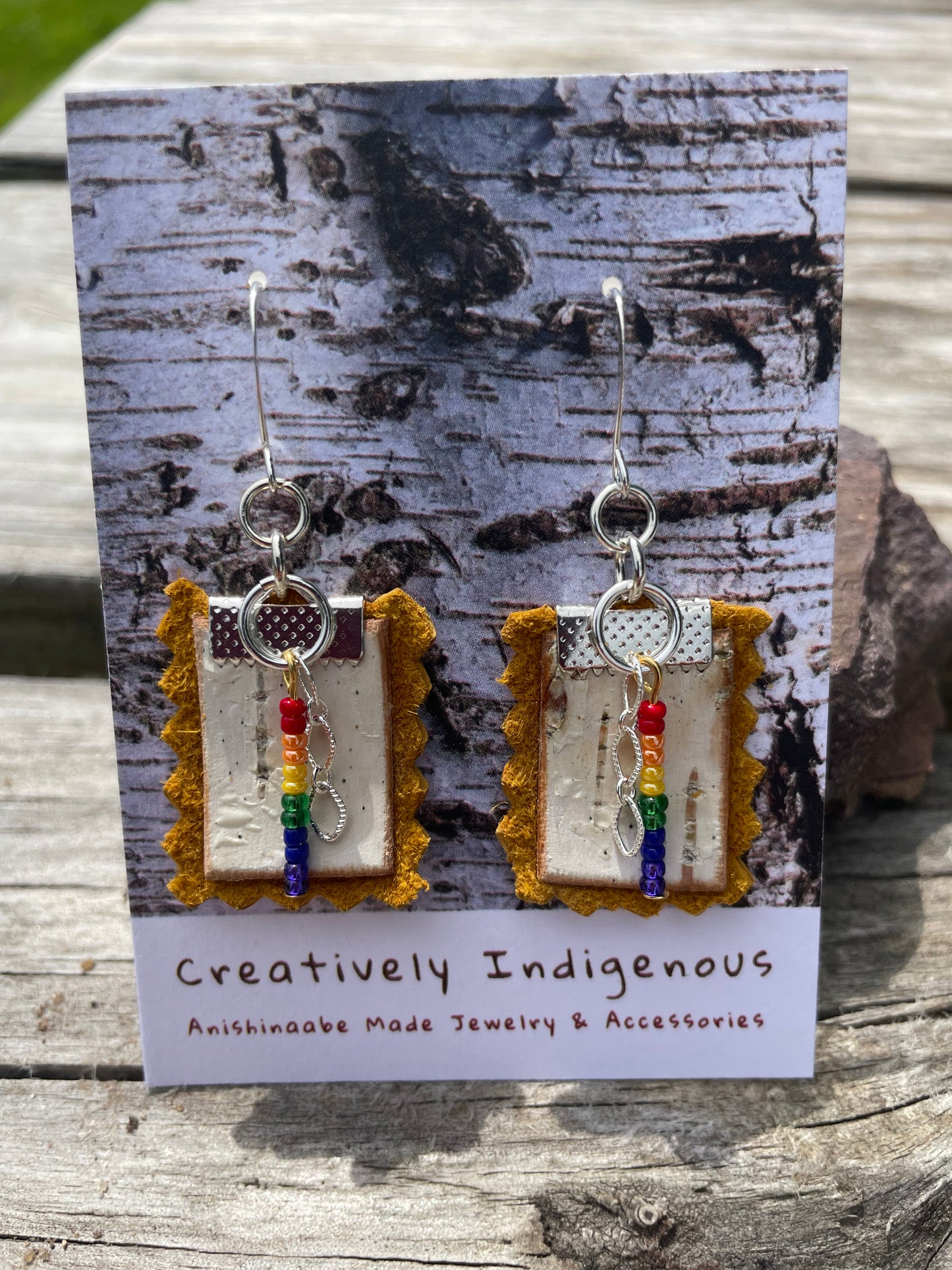 Birchbark, Buckskin & Beads Earrings