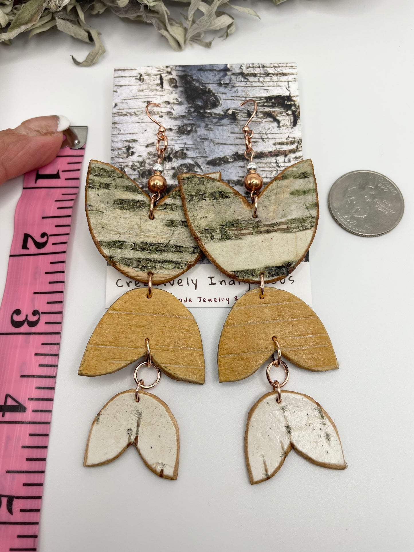 Woodland Petal Birchbark Earrings