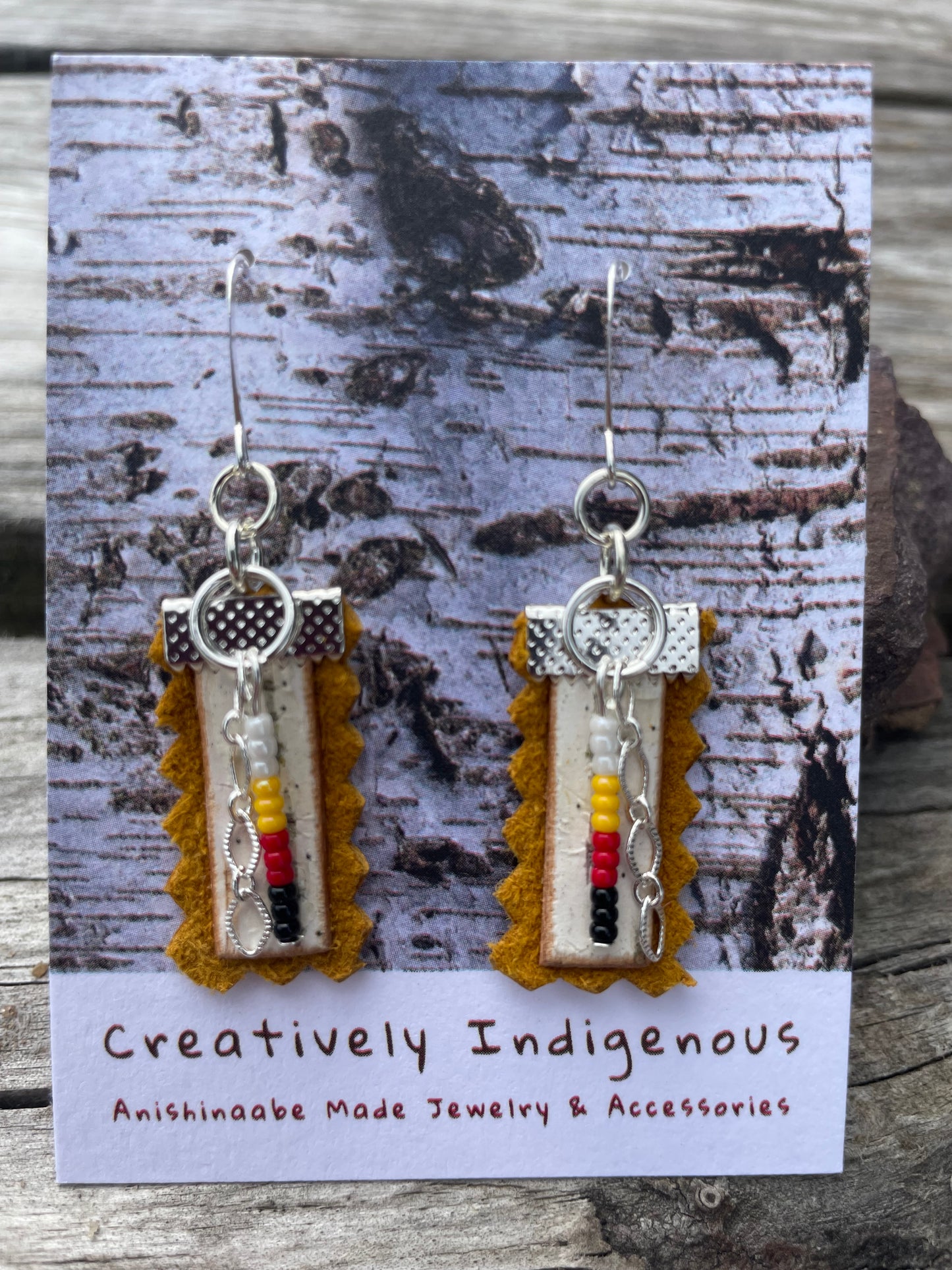 Birchbark, Buckskin & Beads Earrings