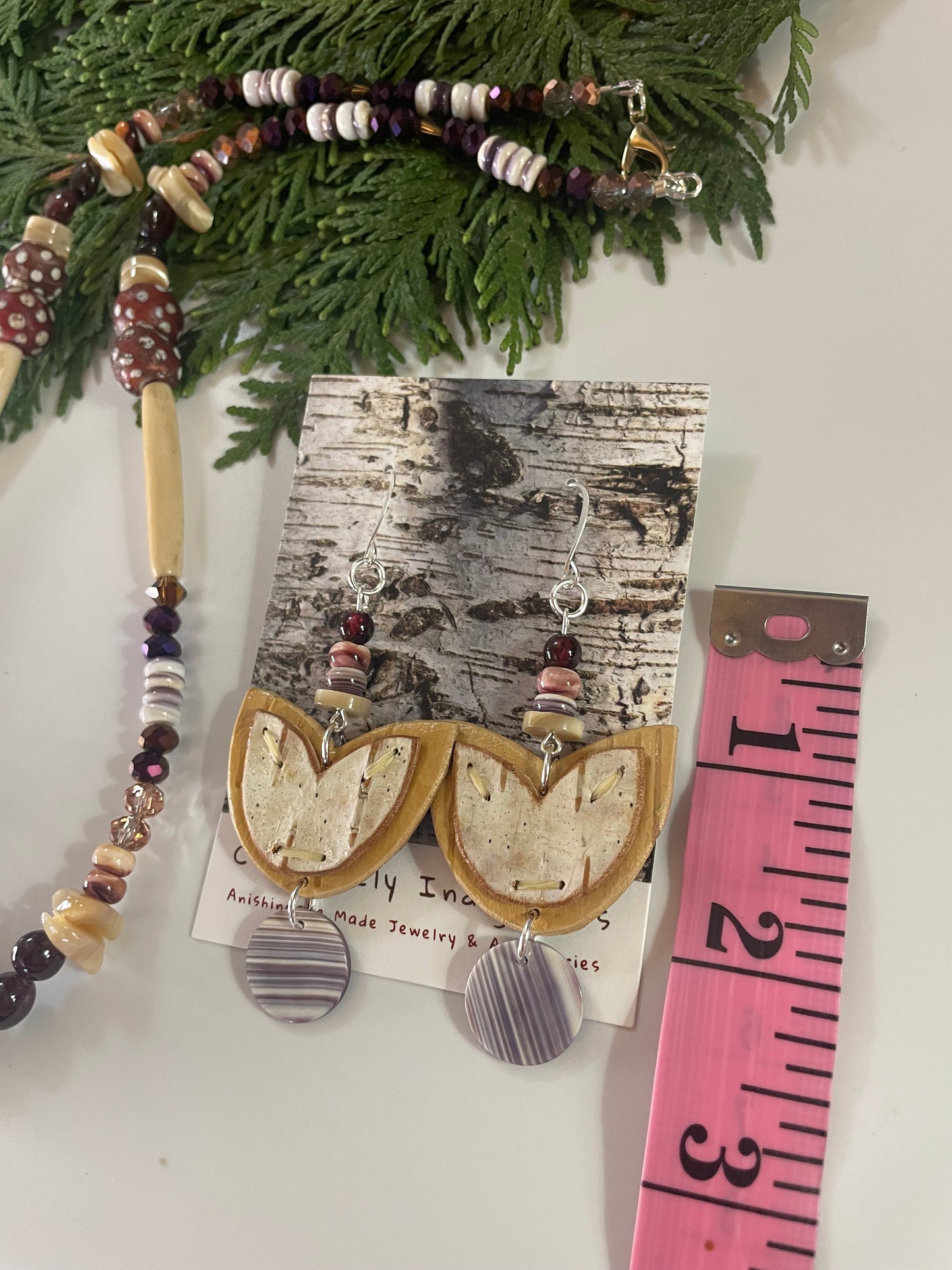 Birchbark and Wampum Woodland Floral Set with Antique Trade Beads