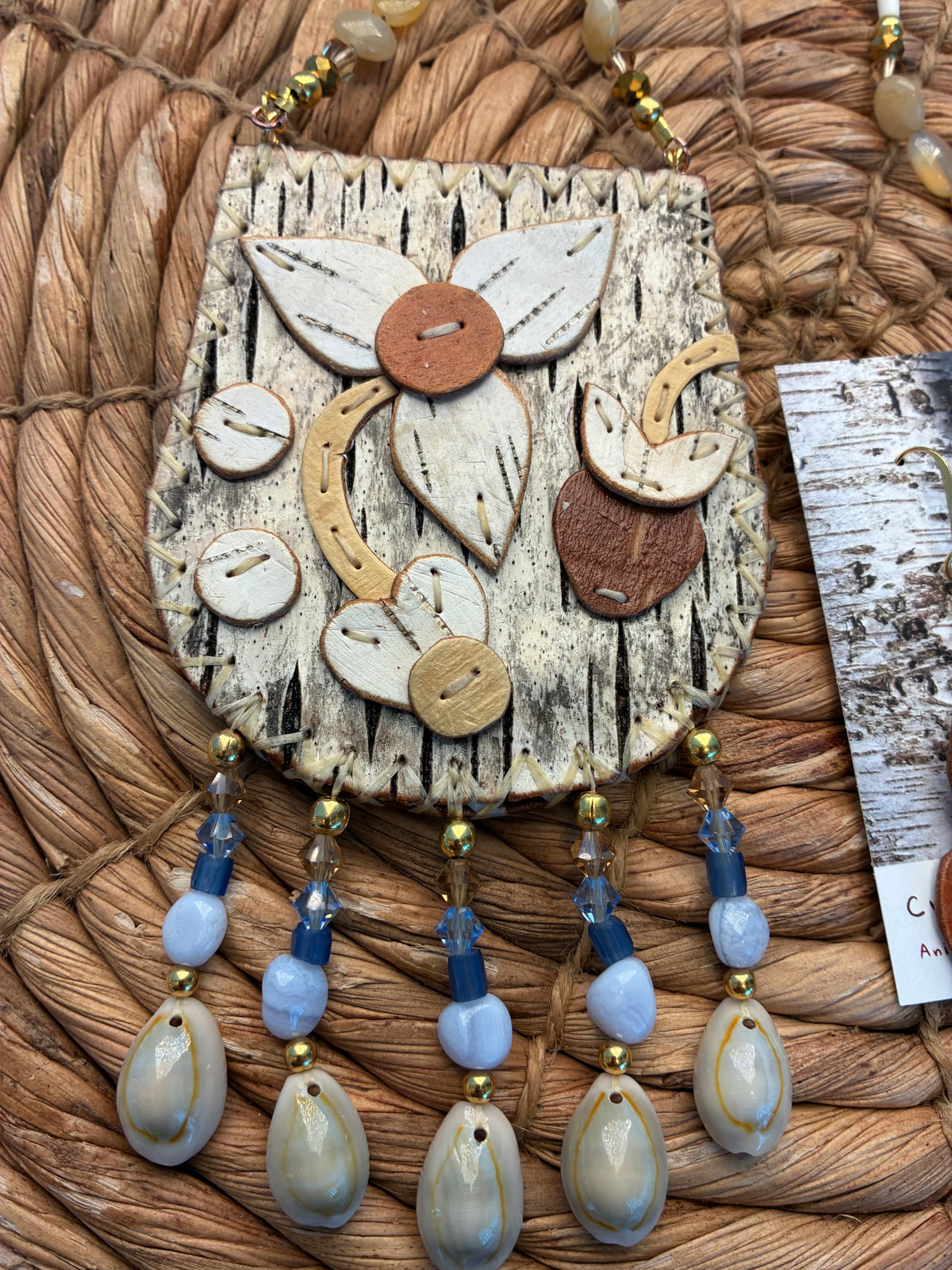 Woodland Floral Birchbark Medallion and Earring Set