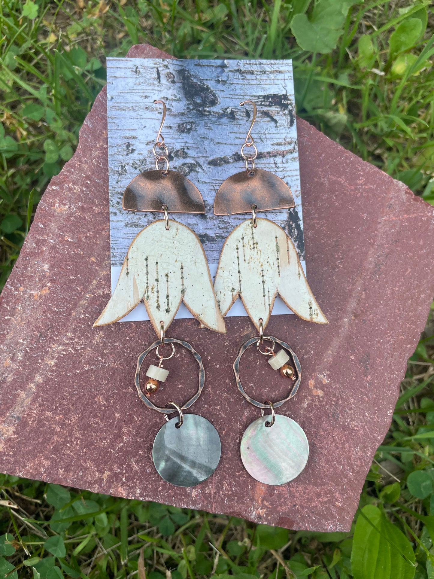 Woodland Florals with Mother of Pearl, Fossil Jasper, and Copper